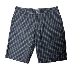 Method Mens Plaid Shorts Grey White Flat Front Cotton Casual Size 38